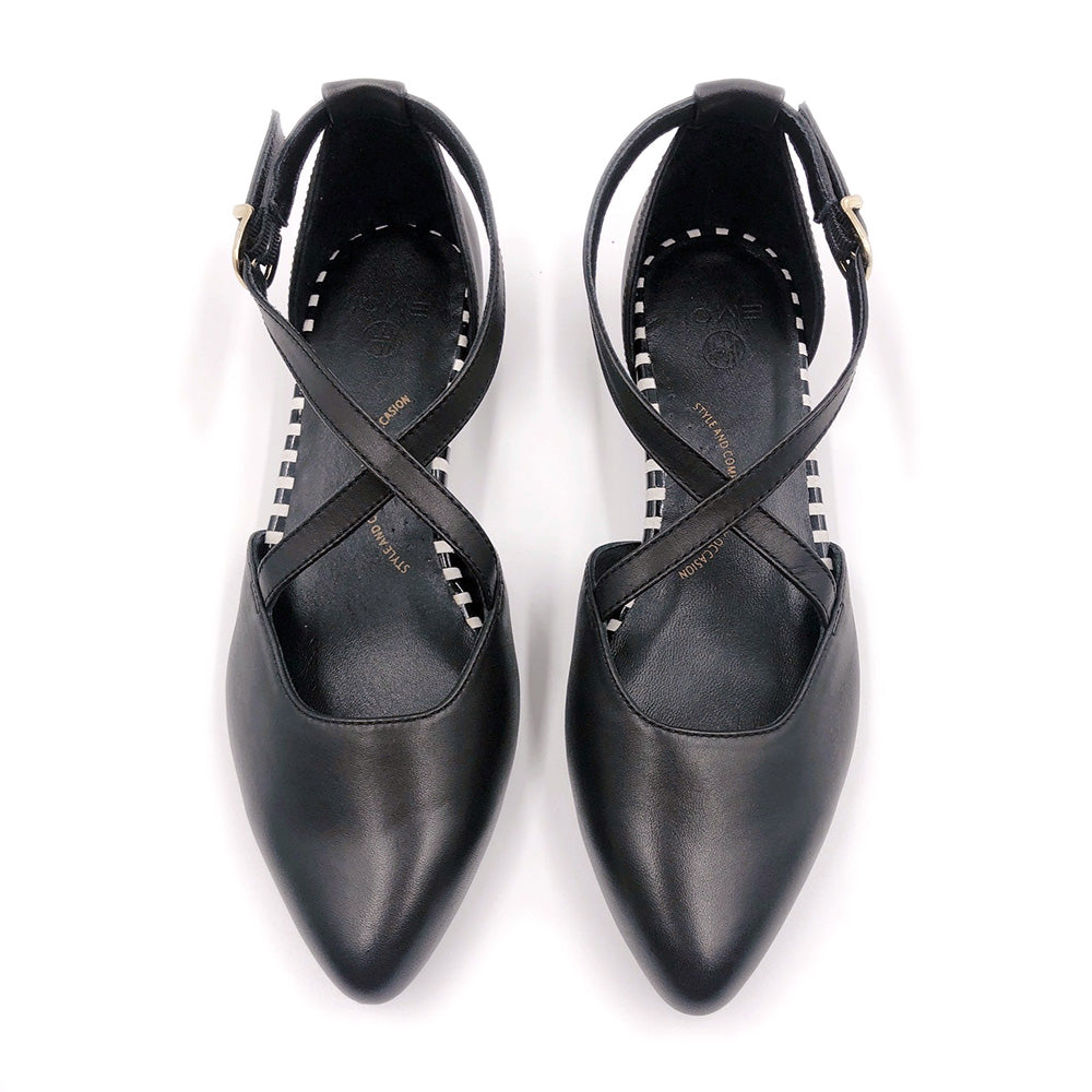 Black flat shoe, arch support, wide feet friendly, comfortable work shoe, shoes for office