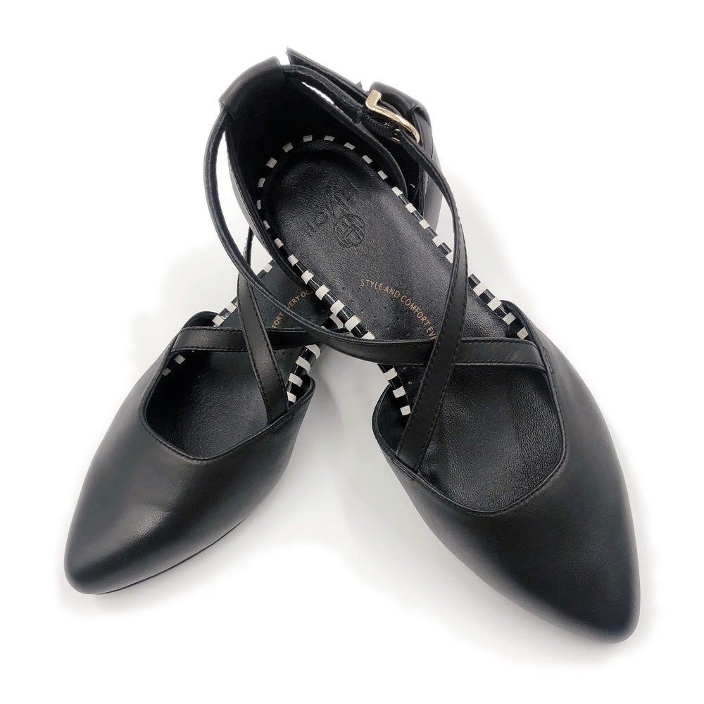 Black ballet flats, arch support, wide feet friendly, comfortable work shoe, shoes for office