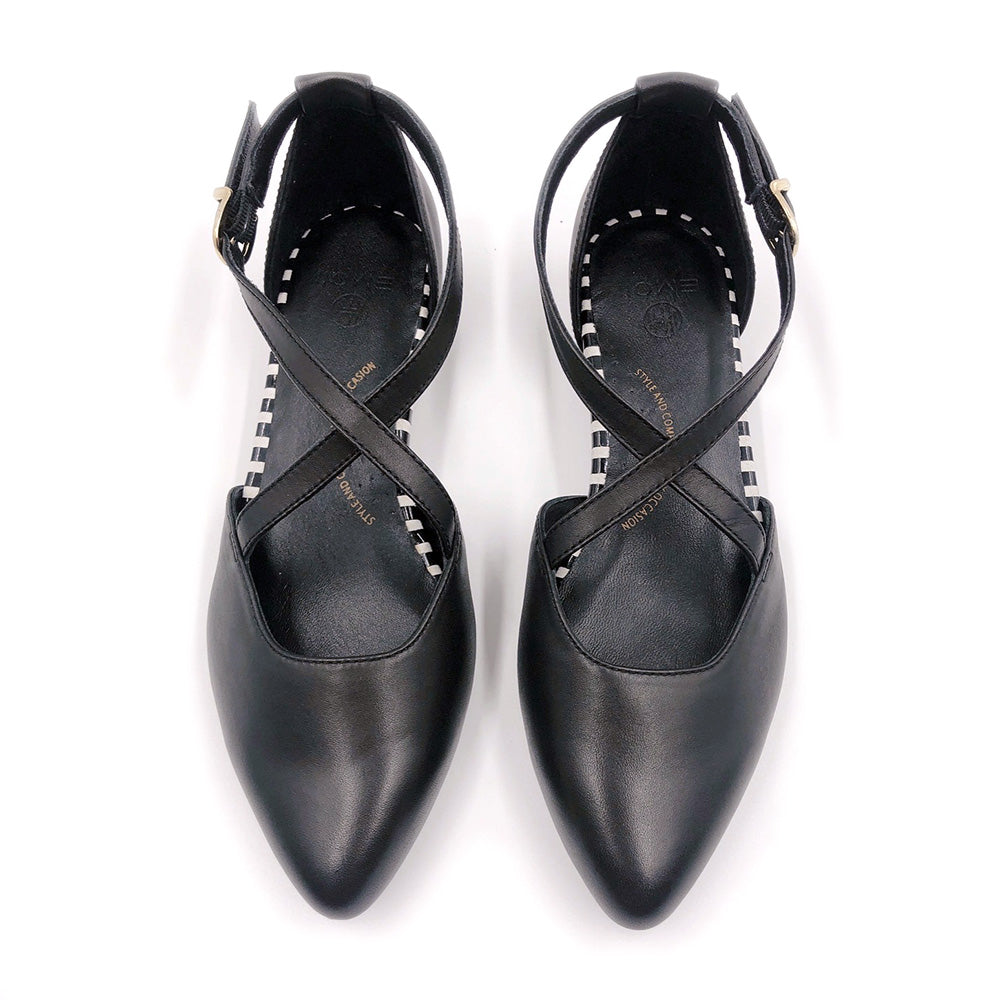 Black flat shoe, arch support, wide feet friendly, comfortable work shoe, shoes for office 